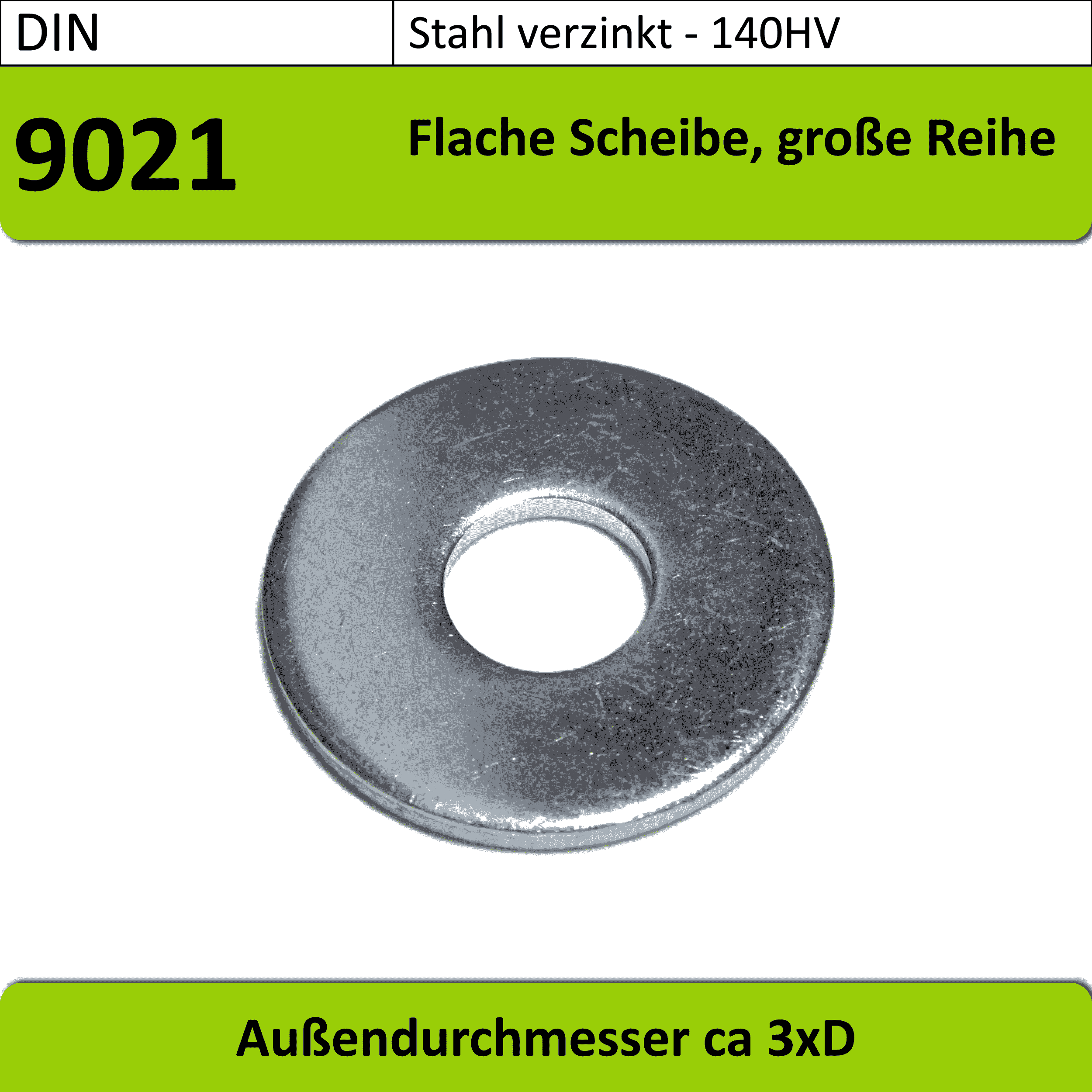 DIN 9021 - M3-M12 Scheibe Groß, Stahl VZ