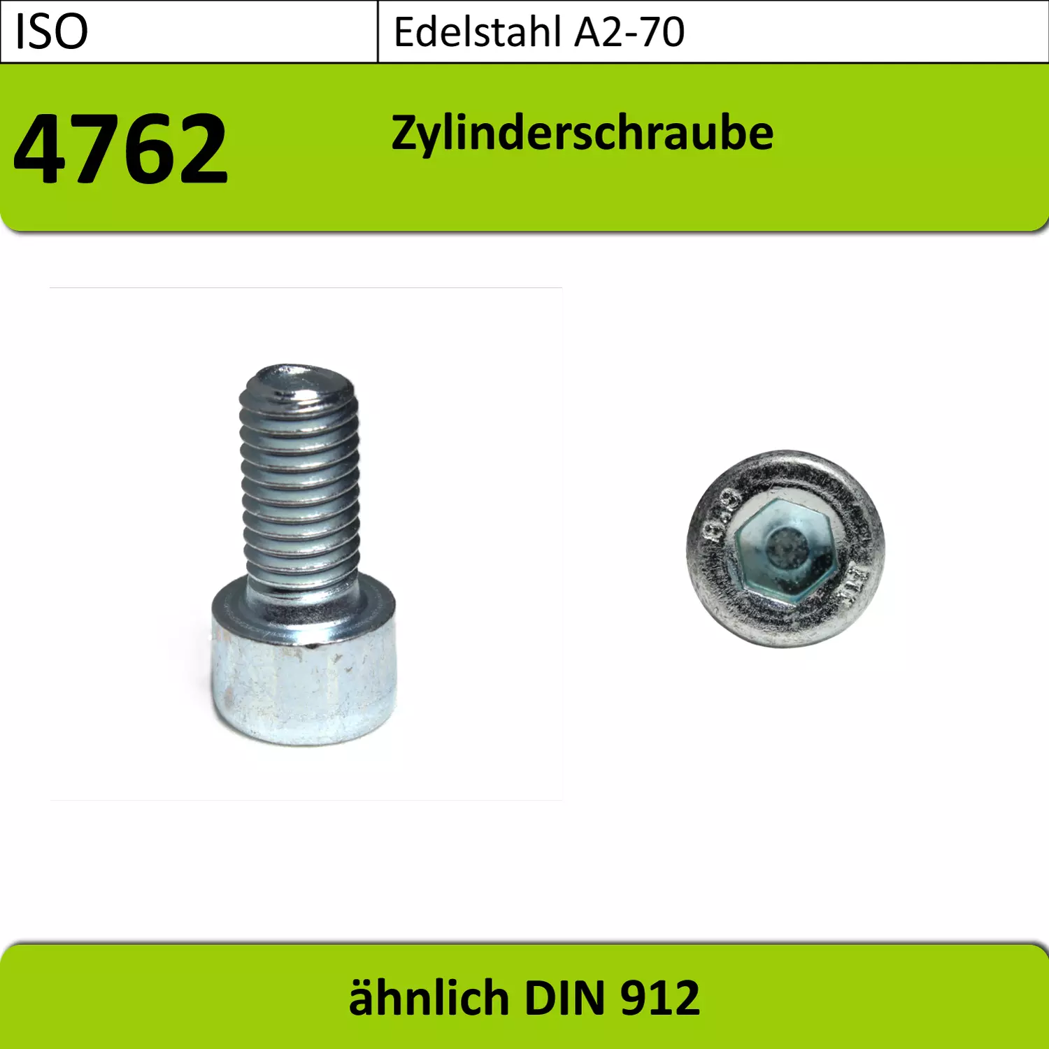 ISO4762 Zylinderschraube aus Edelstahl