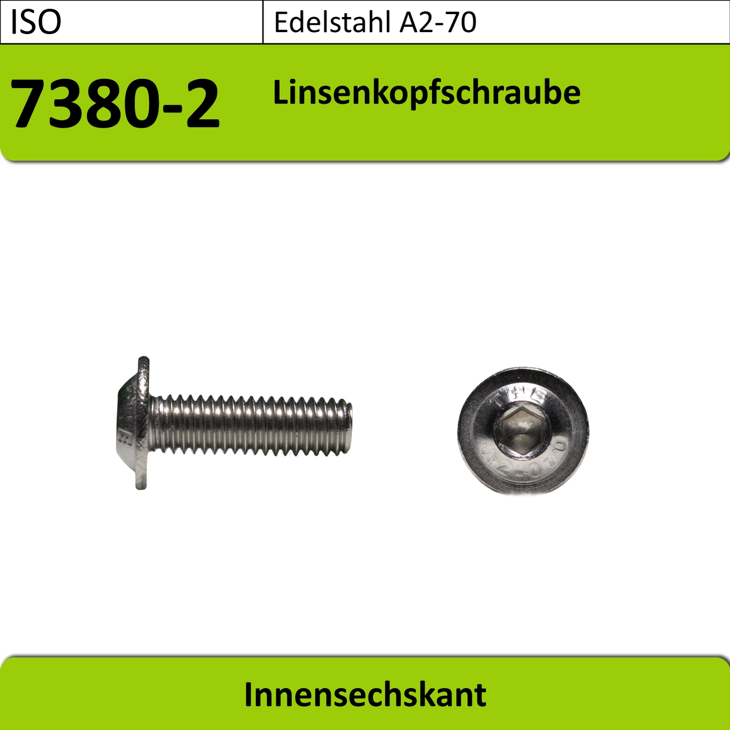 ISO7380-2-Linsenkopfschraube, Stahl verzinkt, 10.9
