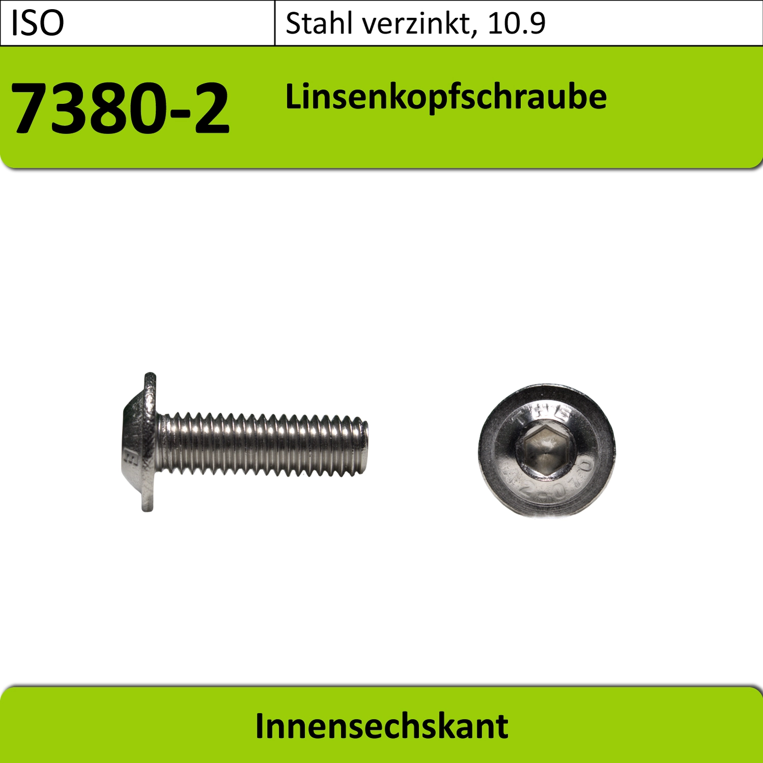 ISO 7380-2 - M3 - Linsenflanschschraube IS, Stahl 10.9 VZ