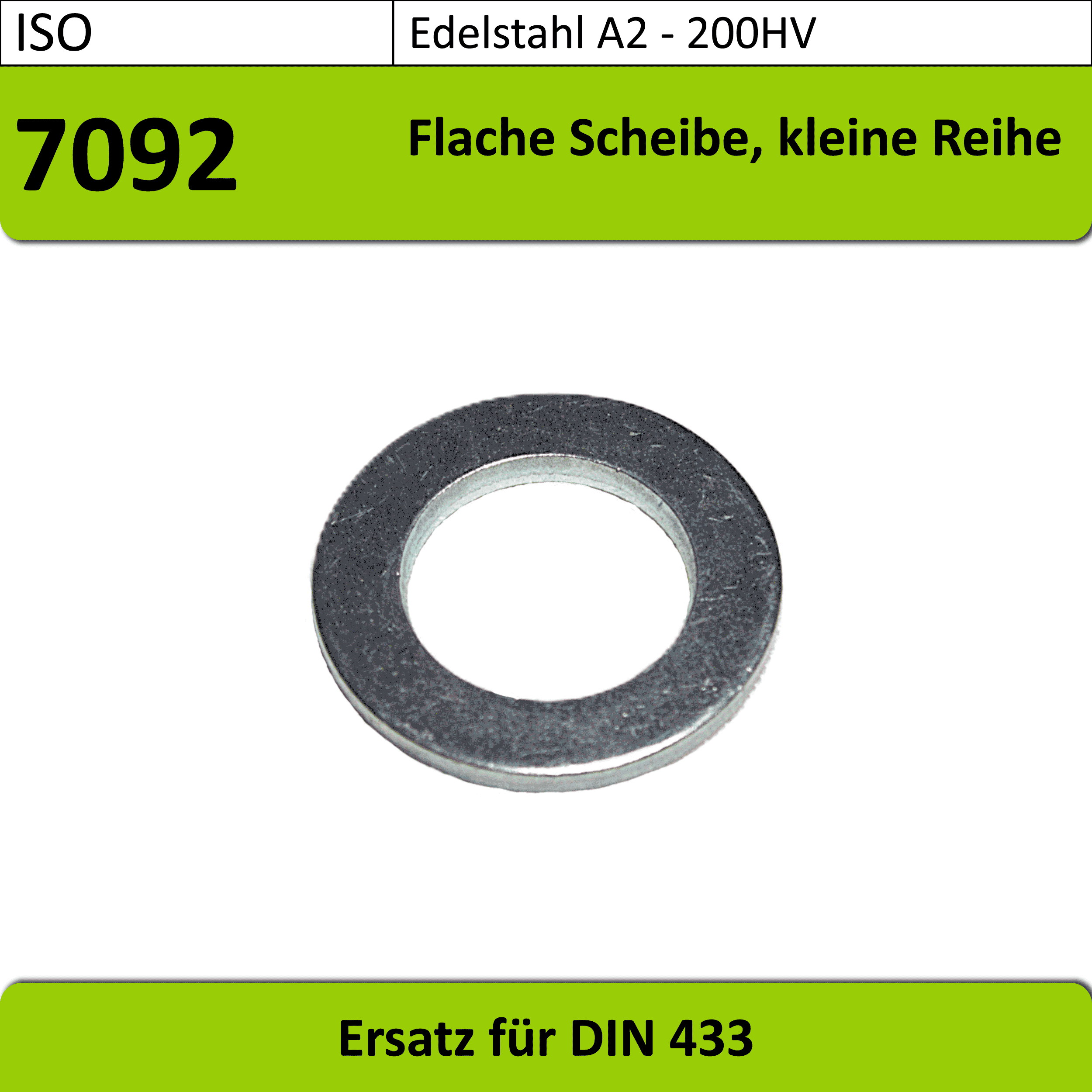 ISO 7092 - M3-M12 Scheibe Edelstahl A2, 200 HV, blank